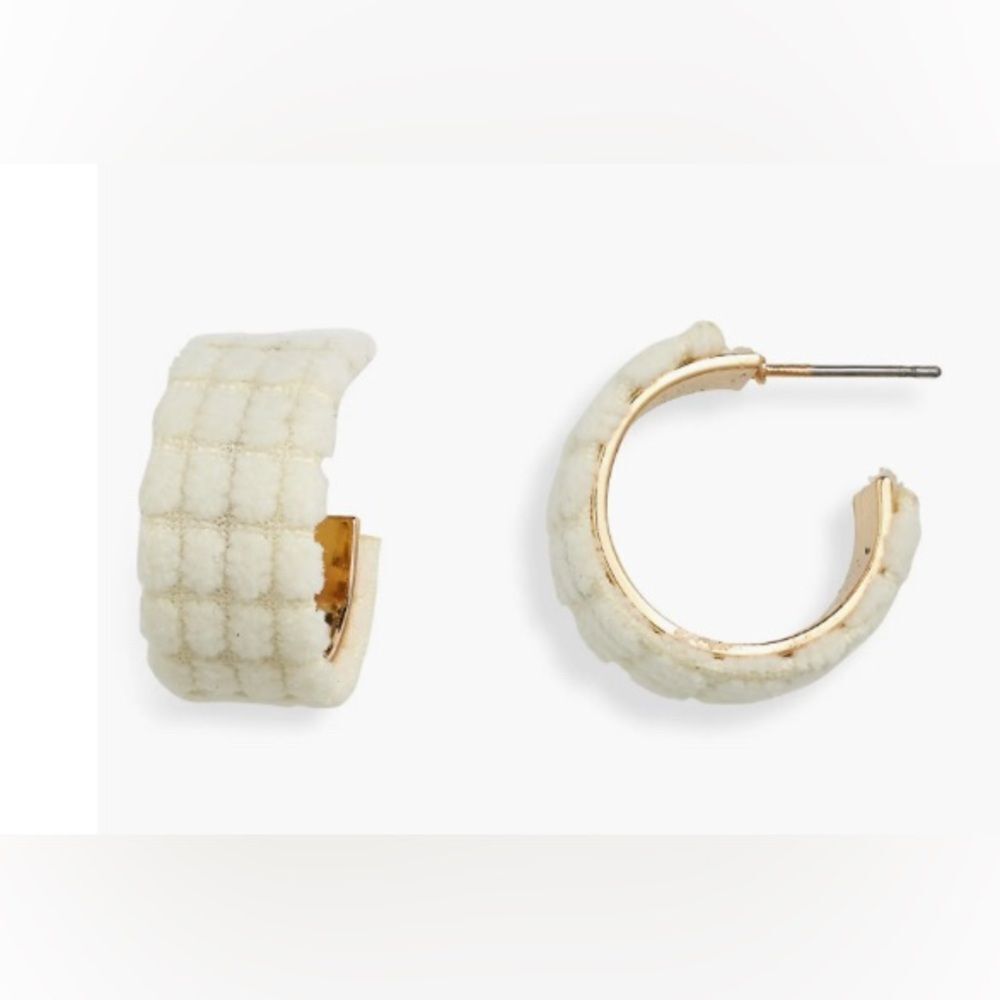 NEW! #COQUETTE-GIRL Natasha Ivory/White Quilted Hoop Earrings